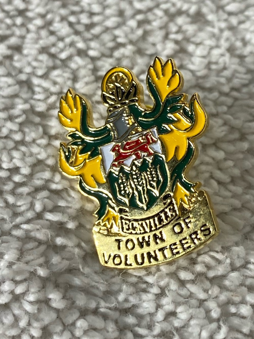 5/$35 Vintage Eckville Alberta Town of Volunteers Crest Souvenir Lapel Pin